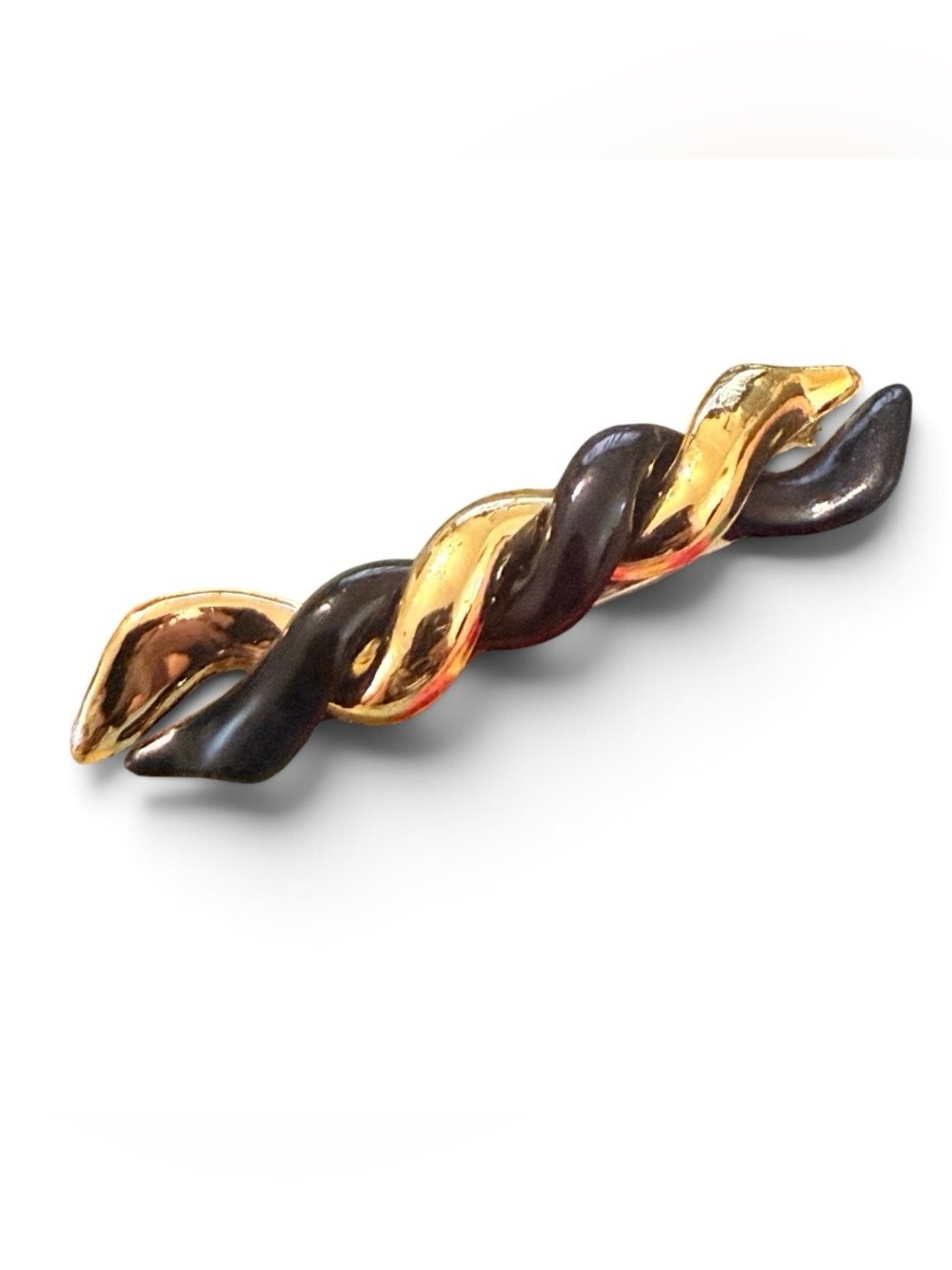 1980’s Gold & Black Braided French Hair Clip, Deadstock, Unworn, 2.5” Long